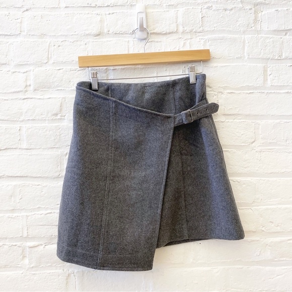 Anthropologie || Maeve Wellesley Wrap Mini Skirt Wool Grey 2 - Picture 1 of 7
